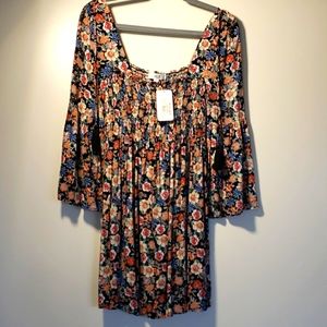 Brand: Jack Women's Hip to Be Square Printed Crinkle Rayon Smocked Dress